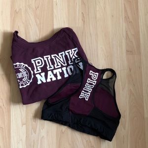 Cute PINK Slouchy Long Sleeve with PINK Sports Bra